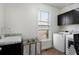 Bright laundry room with front loading washer and dryer, sink and storage cabinets at 1637 Duncan Nw Dr, Atlanta, GA 30318