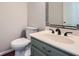 Bathroom featuring a toilet, sink, vanity and neutral colors at 9185 Brockham Way, Alpharetta, GA 30022