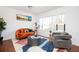 The living room features a colorful rug, an orange sofa, and natural light from the window at 1073 Oakland Drive Sw Dr, Atlanta, GA 30310