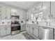 Updated kitchen featuring stainless steel appliances and bright white subway tile backsplash at 4035 Chelsea Cmn, Tucker, GA 30084