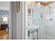 Bathroom featuring a glass shower and pedestal sink at 255 Maple Nw Ave, Marietta, GA 30064