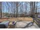 Spacious backyard featuring a patio with outdoor seating and mature trees at 403 Flint Hill Ct, Lawrenceville, GA 30044