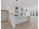 Modern kitchen featuring white cabinets, an oversized island, pendant lighting, and stainless steel appliances at 488 Hammons Way, Atlanta, GA 30315