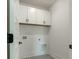 A compact laundry room featuring white cabinets and neutral-patterned flooring at 1514 Gatekeeper Ter, Marietta, GA 30066