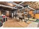 Unfinished basement featuring exposed ductwork and wooden support beams at 3806 Lindley Cir, Powder Springs, GA 30127