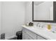 Stylish half bath with a white marble countertop and modern fixtures at 4434 Oglethorpe Nw Loop, Acworth, GA 30101