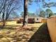 Large, fenced backyard view with mature trees and grassy area at 2257 Collins Dr, East Point, GA 30344