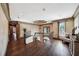Second floor landing with wood floors, a staircase with an iron railing, and a decorative ceiling at 2225 Johnson Ferry Rd., Marietta, GA 30062