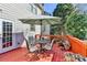 Deck with patio furniture, plants, and umbrella, perfect for outdoor dining and relaxation at 1301 Dayspring Trce, Lawrenceville, GA 30045