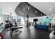 Well-equipped gym with cardio machines, weights, and floor-to-ceiling windows offering city views at 860 Peachtree Ne St # 2001, Atlanta, GA 30308