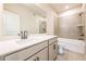 Bathroom with double vanity and tile backsplash at 142 Henley St, Canton, GA 30114