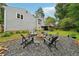 Backyard featuring a fire pit area with seating and lush landscaping at 3087 Sanibel Sw Dr, Stone Mountain, GA 30087
