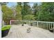 Wooden deck with white railing and a view of lush greenery at 3087 Sanibel Sw Dr, Stone Mountain, GA 30087