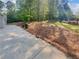 Property backyard featuring landscaping, fence, driveway, and lawn at 1950 S Inlet, Marietta, GA 30066