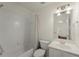 Clean bathroom featuring a shower-tub combination and a white vanity at 1245 Village Terrace Ct, Dunwoody, GA 30338