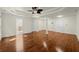 Large bedroom offers hardwood floors, tray ceiling, columns, and lots of space at 1245 Village Terrace Ct, Dunwoody, GA 30338