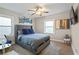 This is a beautiful bedroom featuring a large window, a bed with a stylish headboard, and modern decor at 2132 Penrose Dr, East Point, GA 30344