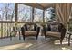 Comfortable screened porch featuring cushioned wicker chairs with beautiful outdoor view at 330 Tupelo Trl, Canton, GA 30114