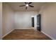 Bedroom with wood-look floors and ceiling fan at 8176 Camp St, Douglasville, GA 30134