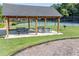 Community picnic pavilion with picnic tables and a grill located adjacent to tennis courts in the community at 213 Augusta Walk, Canton, GA 30114