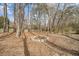 Large backyard featuring a stone fire pit and plenty of space for outdoor activities at 1558 Amberwood Creek Nw Dr, Kennesaw, GA 30152