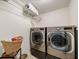 Convenient laundry room featuring a modern washer and dryer, plus ample storage space at 1558 Amberwood Creek Nw Dr, Kennesaw, GA 30152