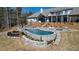 Aerial view of a custom pool and patio area with manicured landscaping at 2150 Fincher Rd, Canton, GA 30114