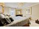 Comfortable bedroom with a ceiling fan, neutral walls and plush bedding at 1938 Kelvin Dr, Lawrenceville, GA 30043