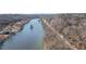 Aerial view of the river and surrounding neighborhood at 312 River Glen Dr, Roswell, GA 30075