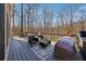 Inviting back deck offers ample seating space and a tranquil wooded view at 1043 Sugar Pike Way, Canton, GA 30115