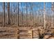 This backyard features a wooden fence and gate with trees beyond, perfect for pets at 1043 Sugar Pike Way, Canton, GA 30115
