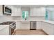 Modern kitchen features white cabinets, stainless steel appliances, and a stylish farmhouse sink at , Atlanta, GA 30329