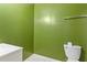 A basic half-bathroom is shown with bright green walls, toilet and vanity at 2825 3Rd Sw Ave, Atlanta, GA 30315