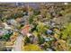 An aerial view showing the home, pool, mature trees and the surrounding neighborhood at 166 Erie Ave, Decatur, GA 30030