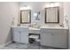 Bright bathroom with dual sinks, vanity, and contemporary fixtures at 10570 Grandview Sq, Johns Creek, GA 30097