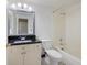 Bright bathroom with a vanity, mirror, and a tiled shower-tub combination at 1501 Clairmont Rd # 1027, Decatur, GA 30033