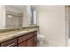 Bathroom featuring vanity with granite counters, and glass enclosed shower at 2146 Greensward Ne Dr, Atlanta, GA 30345