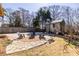 Inviting backyard with a stone fire pit area and landscaping near a storage shed at 1101 United Se Ave, Atlanta, GA 30316