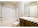 Bathroom with tub/shower combo, and a granite vanity countertop at 103 Magnaview Dr, Mcdonough, GA 30253