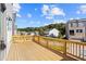 Large wooden deck perfect for entertaining with blue skies and green trees at 1941 Quarry Park Nw Pl, Atlanta, GA 30318