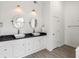 Bathroom featuring a double sink vanity with modern fixtures, and granite countertop at 4820 Roswell Mill Dr, Alpharetta, GA 30022