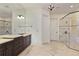 Elegant bathroom with a double vanity, large mirror, and a glass-enclosed shower with multiple shower heads at 8 Honour Nw Ave # 6, Atlanta, GA 30305