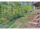 A sloped backyard features stone steps and wooded surroundings at 308 Lismore Ter, Woodstock, GA 30189
