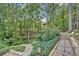 Backyard featuring trees, small stone stairs, and greenery all around at 308 Lismore Ter, Woodstock, GA 30189