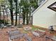 Backyard garden featuring custom garden boxes, mature trees, and a lovely lawn at 3465 Jones Ferry Ln, Alpharetta, GA 30022