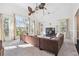 Spacious living room with a cozy fireplace, large windows, and comfortable seating at 4411 Windsor Oaks Cir, Marietta, GA 30066