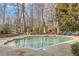 The property boasts a backyard pool, brick chimney, hardscape and patio furniture for outdoor enjoyment at 3977 Sweet Bottom Dr, Duluth, GA 30096