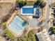 Aerial view of community amenities, including pool, clubhouse, and tennis courts at 820 Ash St, Canton, GA 30114