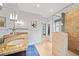 Bathroom with a double granite sink, modern lighting, tiled floors, and glass shower at 1903 Anjaco Nw Rd # 3, Atlanta, GA 30309