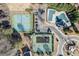 Aerial view showcasing community amenities, including tennis courts, playground, pool, and convenient parking at 2650 Richfield Pl, Cumming, GA 30040